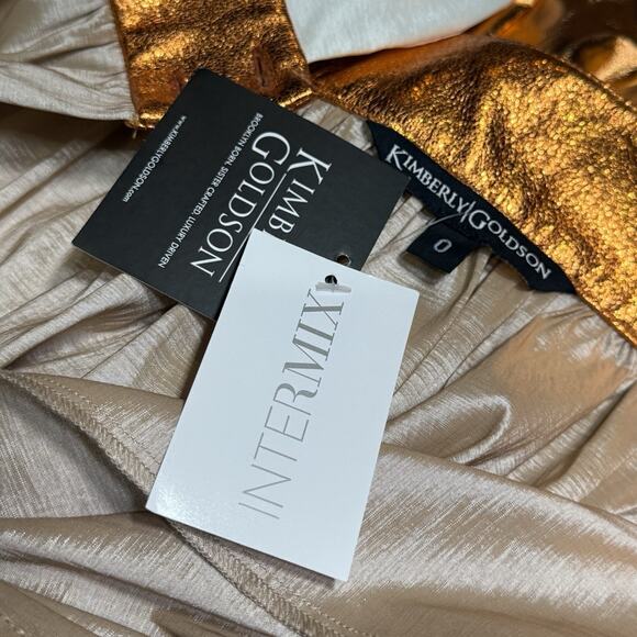 NWT KIMBERLY GOLDSON Mari Tiered Colorblock Maxi Dress Metallic Size 0 - Picture 9 of 14